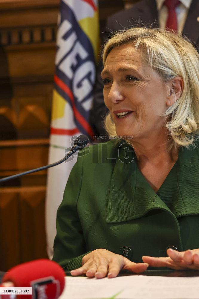 Press conference by André Ventura (Chega) with Marine Le Pen (National Union) and Tino Churpalla (AfD)