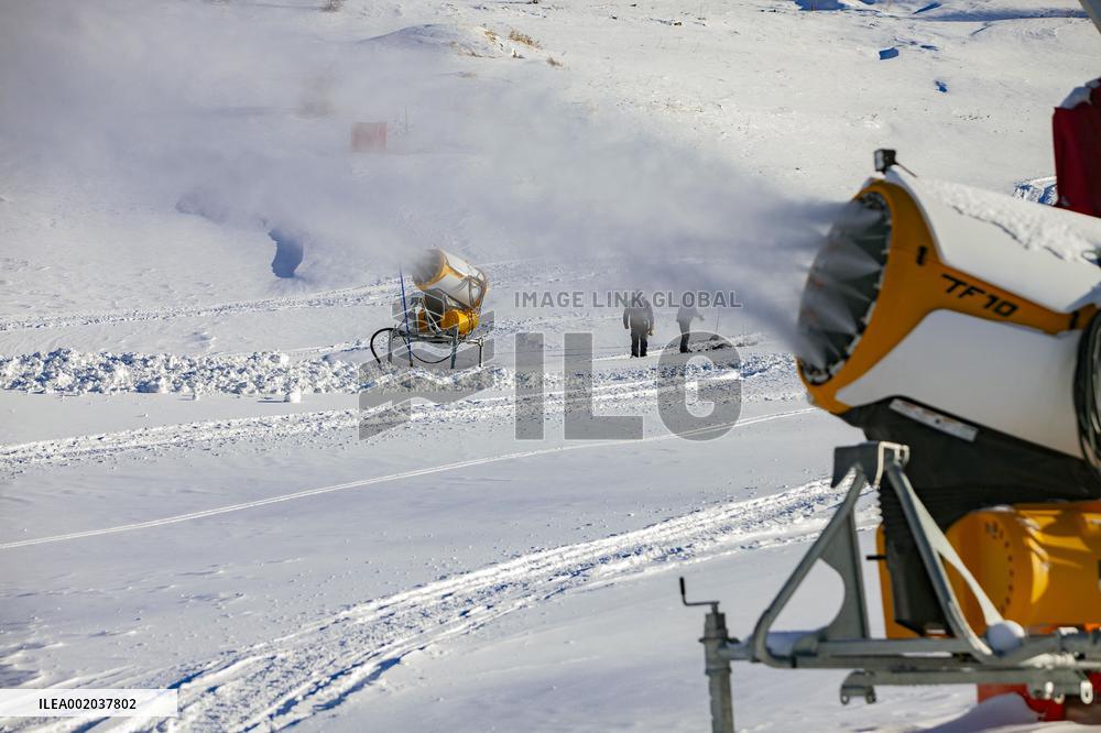 Snow Cannons Produce Artificial Snow - Montgenevre