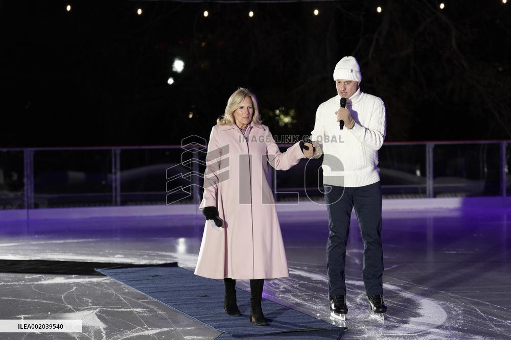 Jill Biden on the Holiday Ice Rink - Washington
