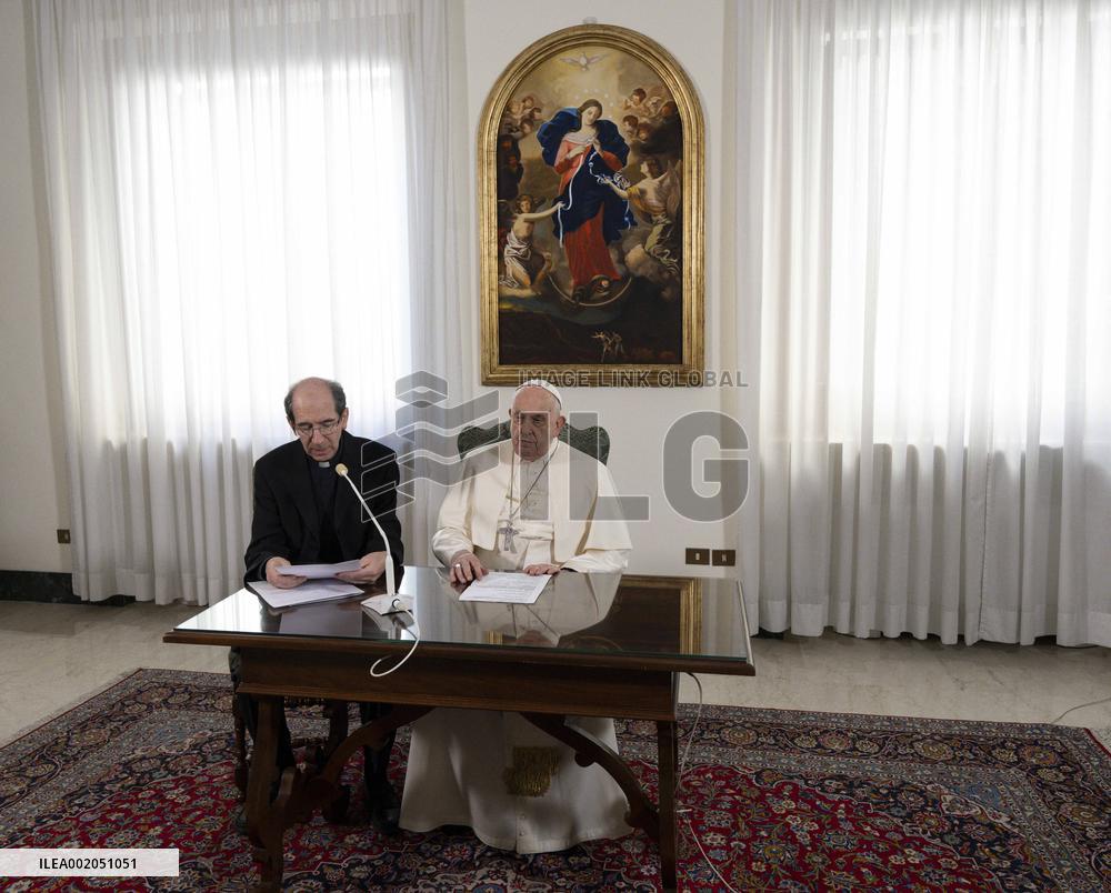 Pope Francis Leads Angelus Prayer From Casa Santa Marta