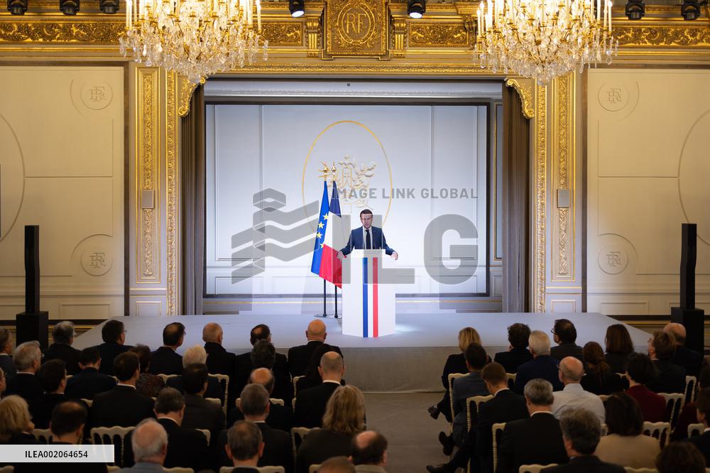 President Macron Meets With The Research Community - Paris