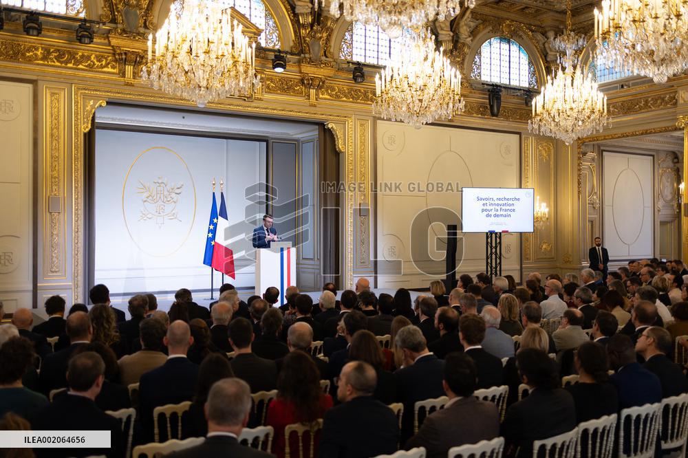 President Macron Meets With The Research Community - Paris