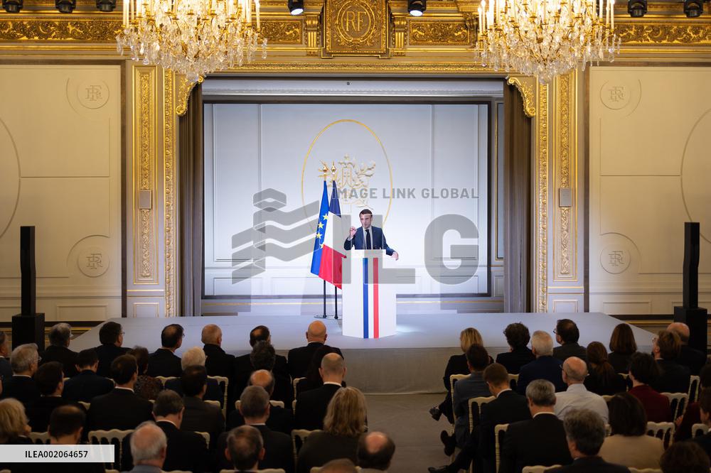 President Macron Meets With The Research Community - Paris
