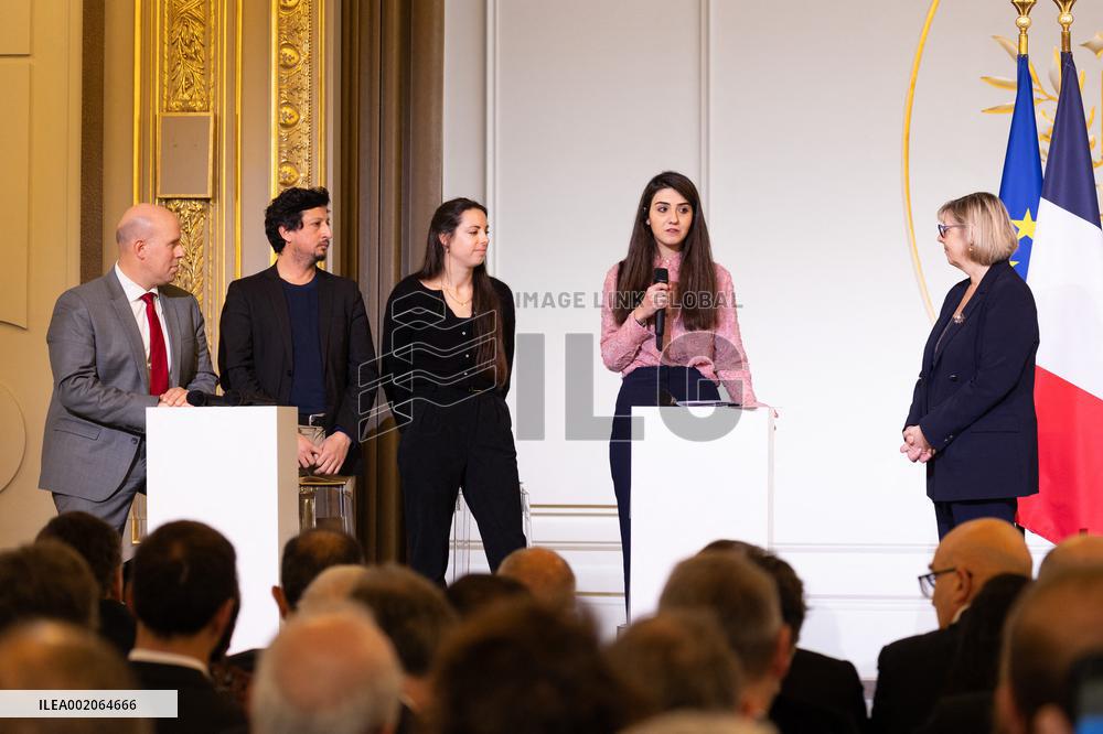 President Macron Meets With The Research Community - Paris