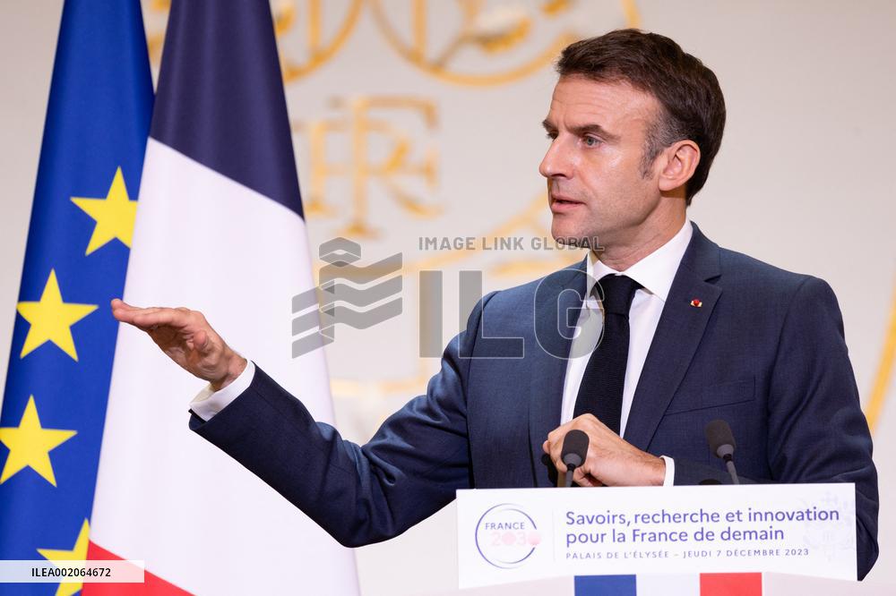 President Macron Meets With The Research Community - Paris