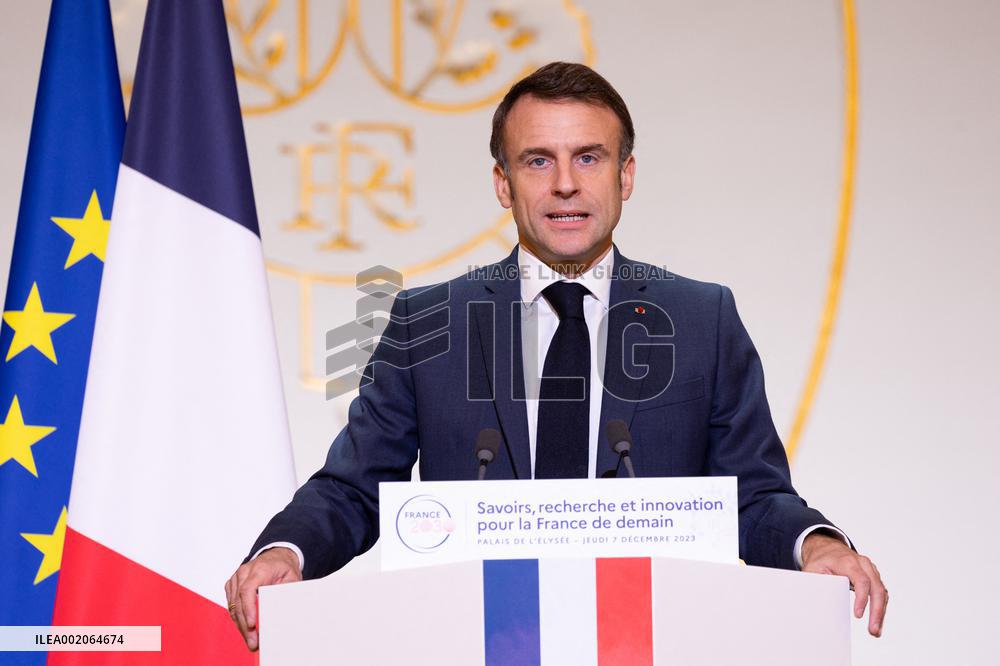 President Macron Meets With The Research Community - Paris