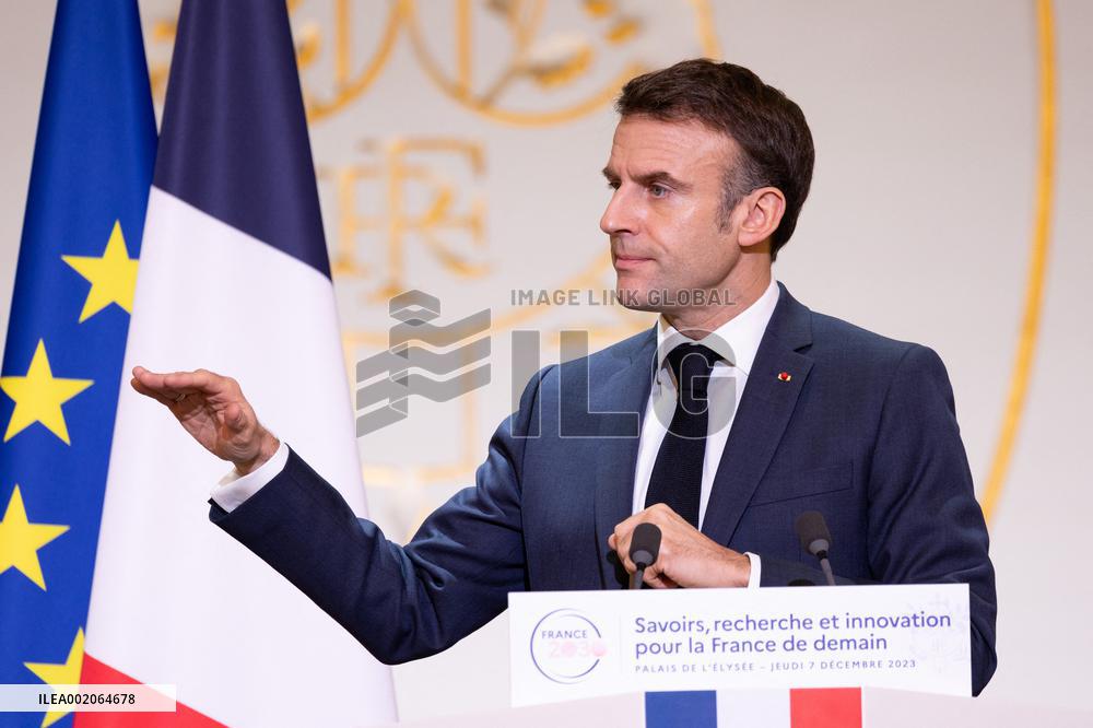 President Macron Meets With The Research Community - Paris