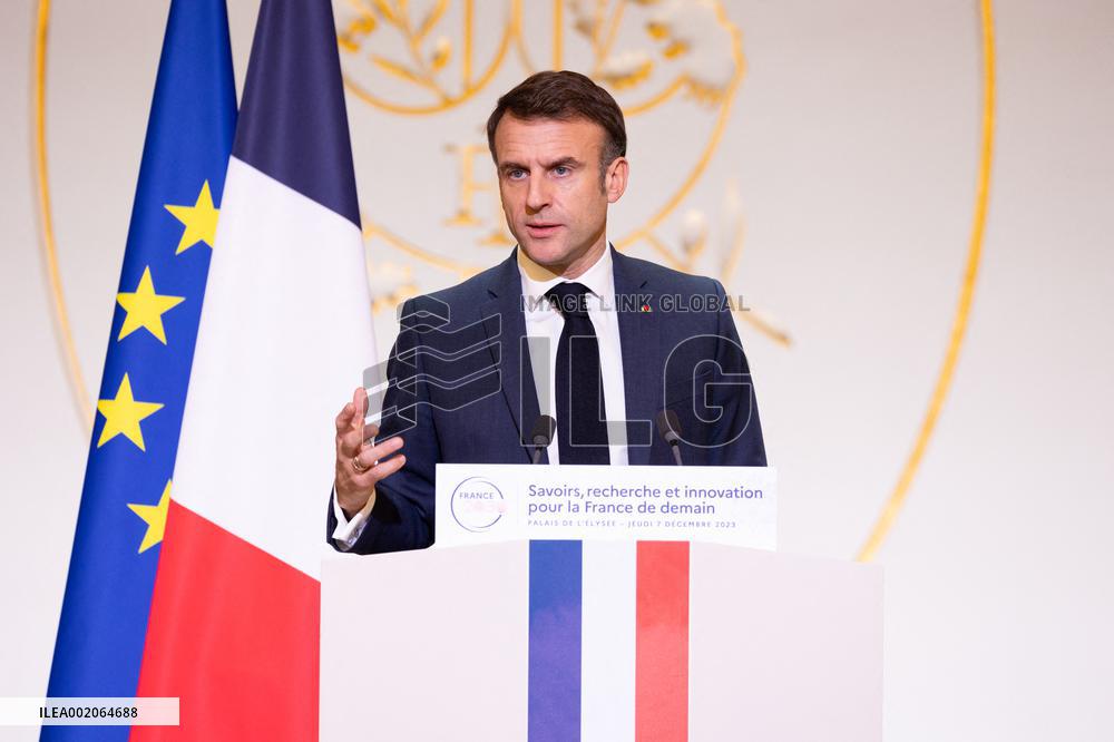 President Macron Meets With The Research Community - Paris