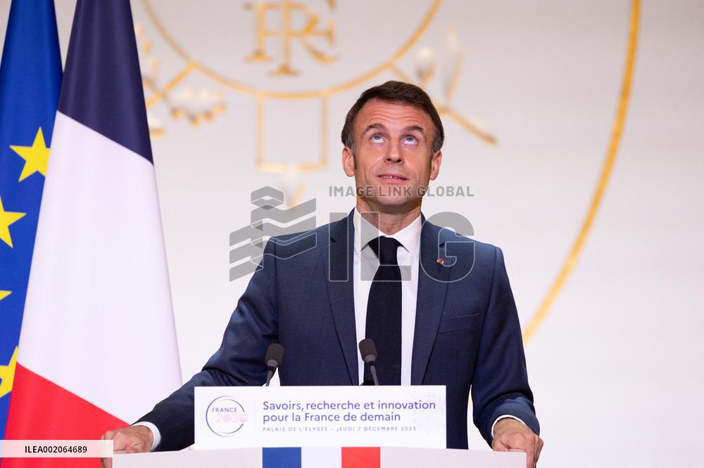 President Macron Meets With The Research Community - Paris