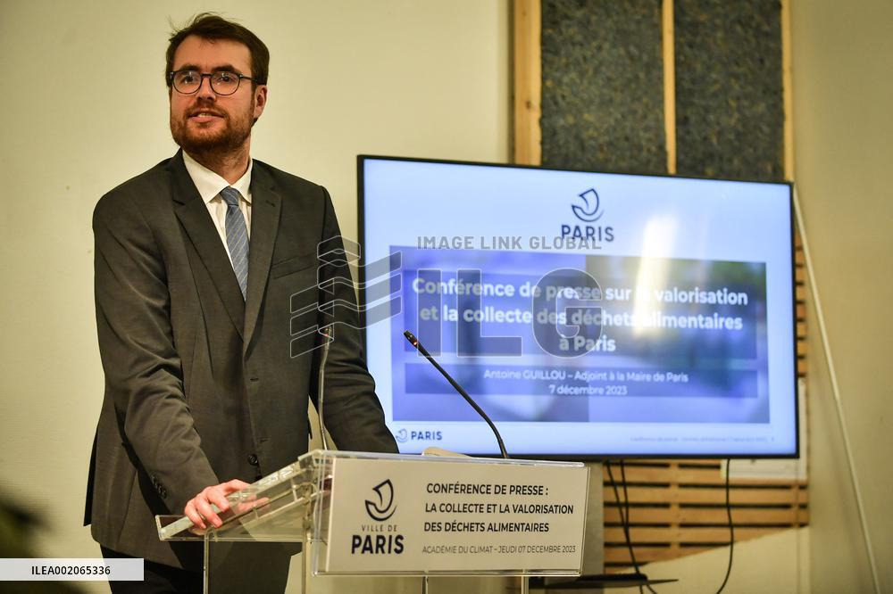 Press Conference On A Food Waste Collection And Recycling Plan - Paris
