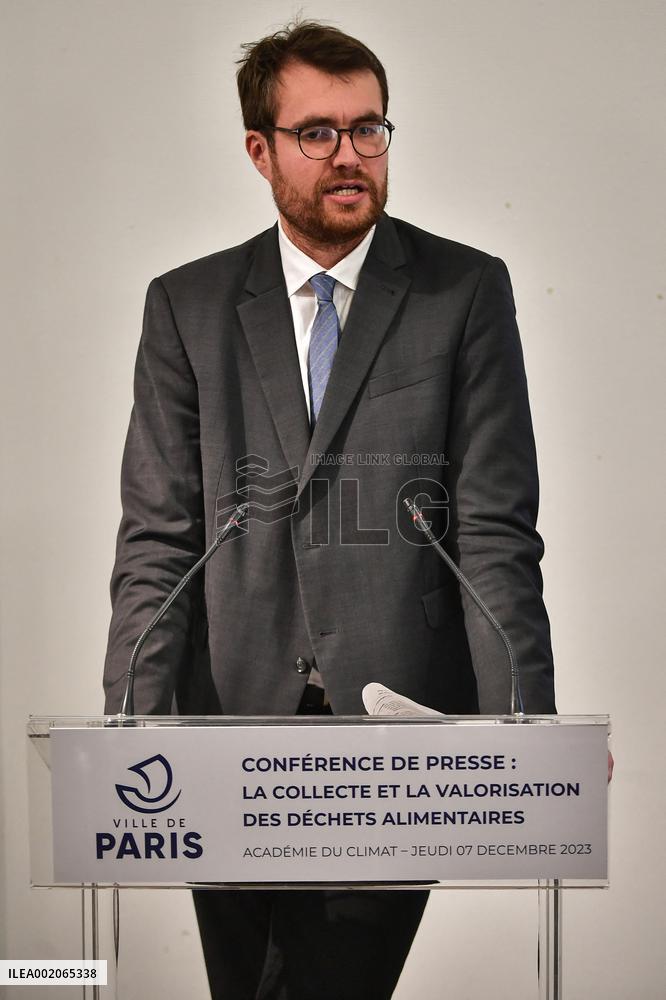 Press Conference On A Food Waste Collection And Recycling Plan - Paris