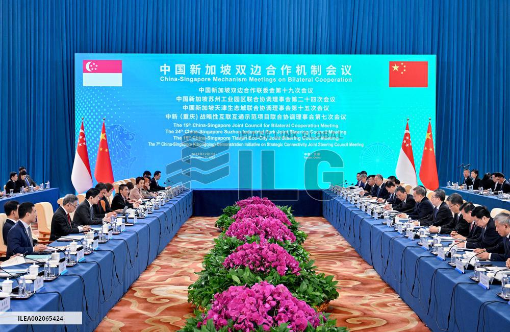 CHINA-TIANJIN-DING XUEXIANG-SINGAPORE-BILATERAL COOPERATION-MEETING (CN)