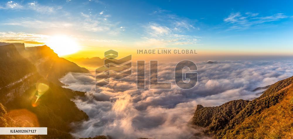 Tourist Enjoy Jinfo Mountain in Chongqing