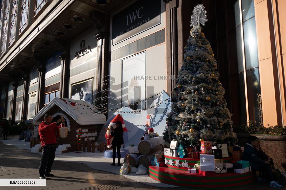 Christmas Decorations Along Nanjing Road in Shanghai
