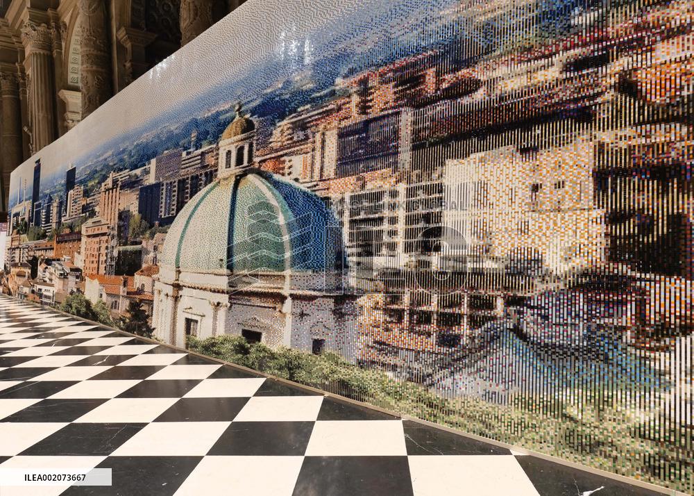 The largest Lego lenticular mosaic exhibited at Holy Spirit church - Bergamo