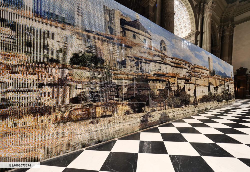 The largest Lego lenticular mosaic exhibited at Holy Spirit church - Bergamo