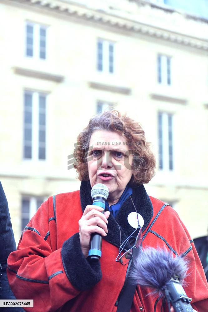Rally In Paris Against Immigration Law As Parliamentary Debate Continues