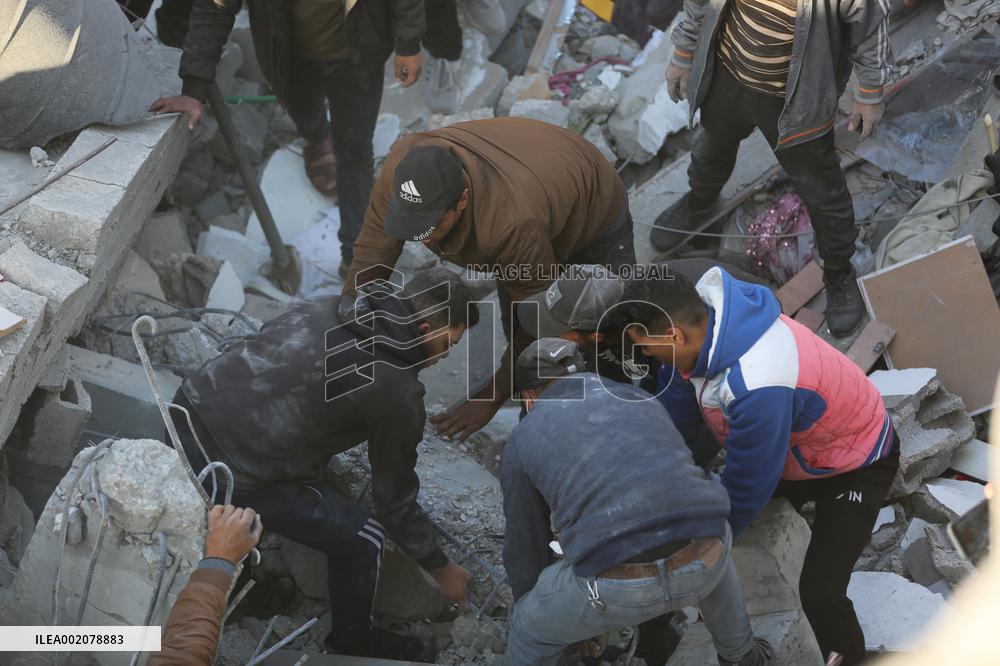 MIDEAST-GAZA-MAGHAZI REFUGEE CAMP-AIRSTRIKE