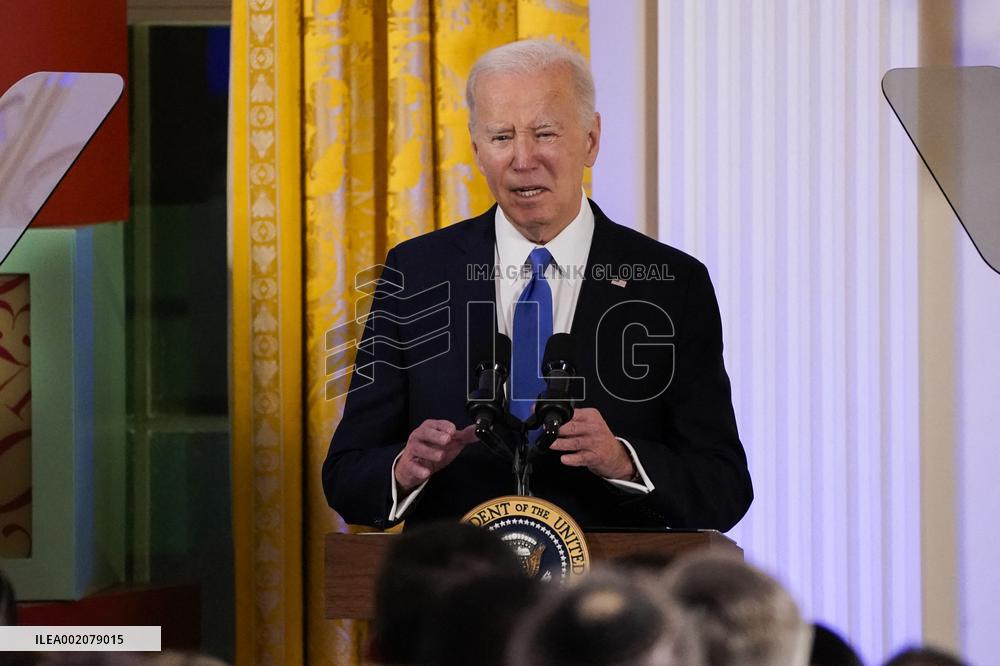 U.S. President Joe Biden hosts a Hanukkah reception at the White House in Washington