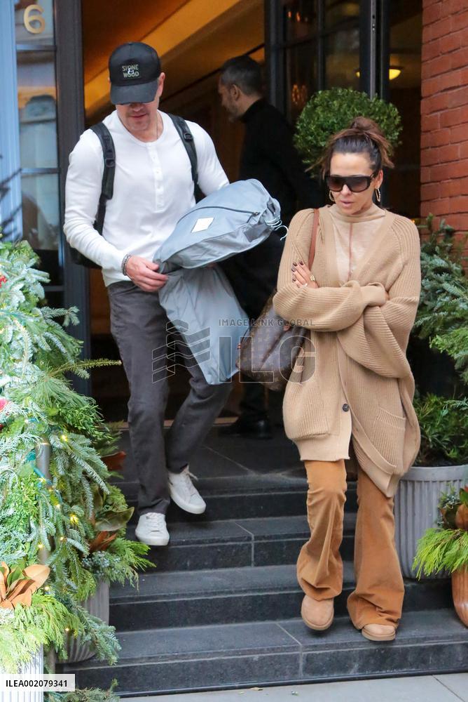 Matt Damon And Luciana Barroso Check Out Of The Fouquet Hotel - NYC