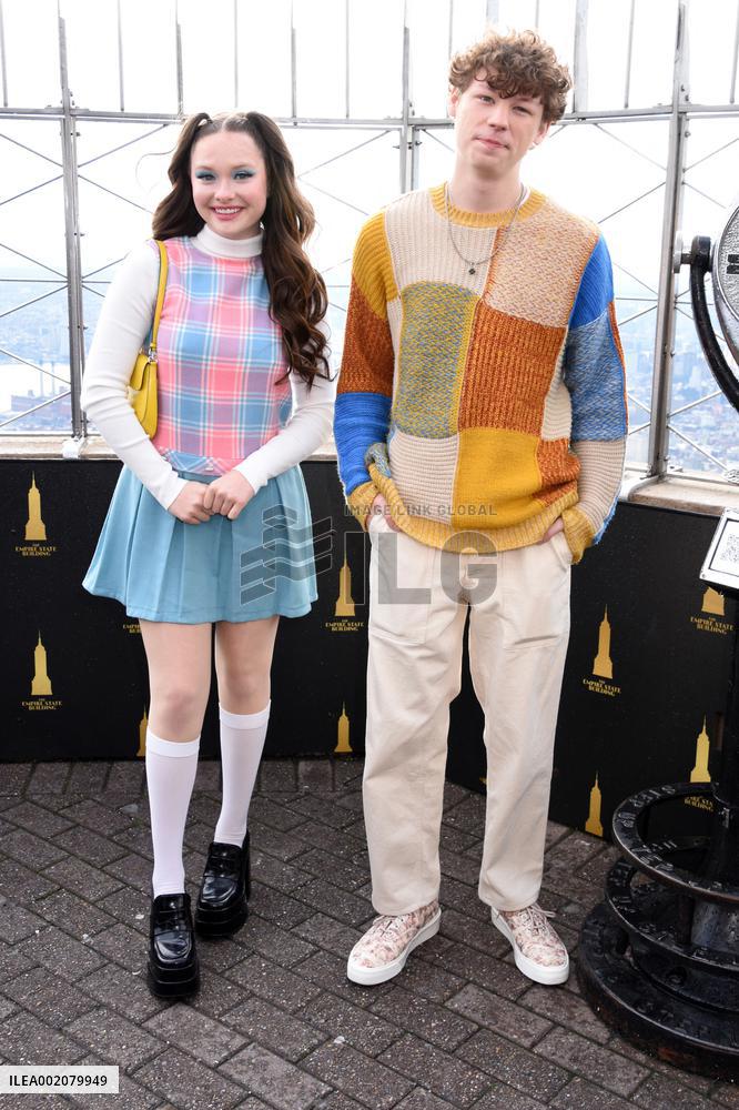 Cast Of Apple TV+'s The Family Plan Visit The Empire State Building - NYC