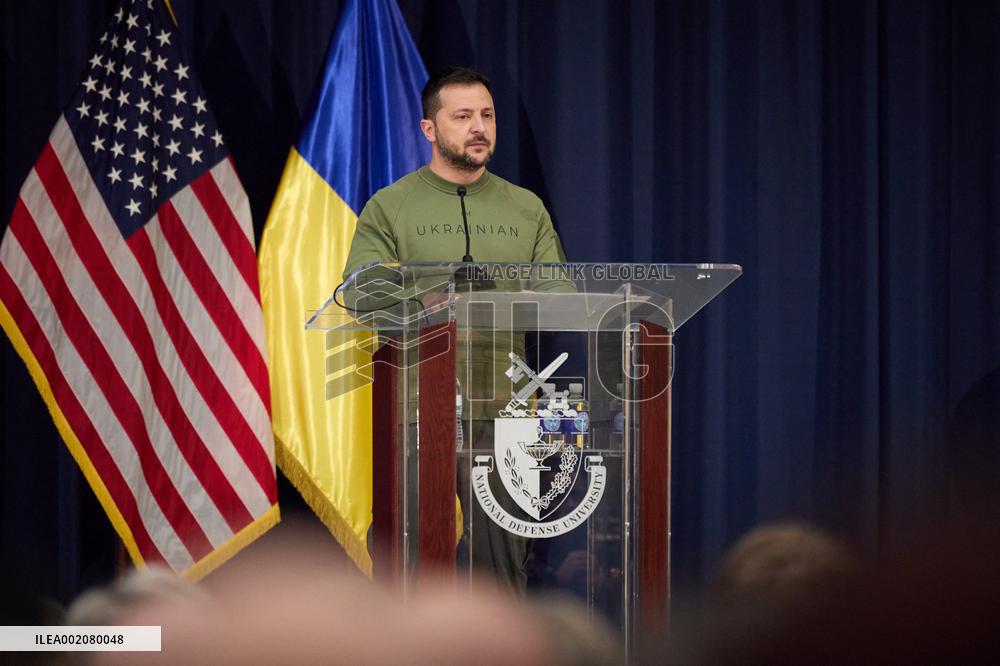 Zelensky Pleads For U.S. Aid At The National Defense University - Washington