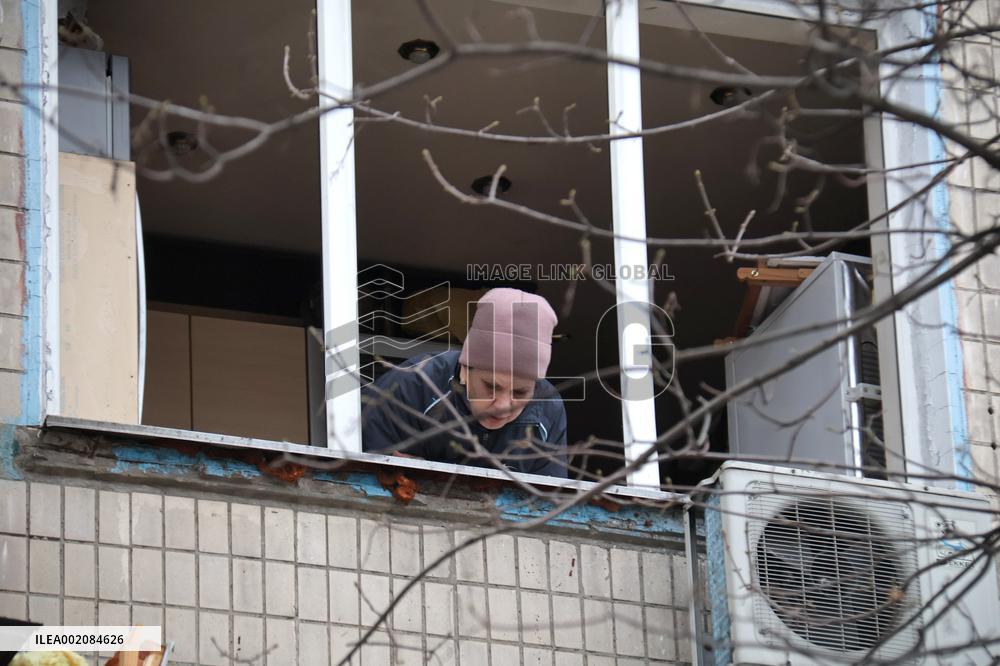 Aftermath of Russian ballistic missile attack on Kyiv