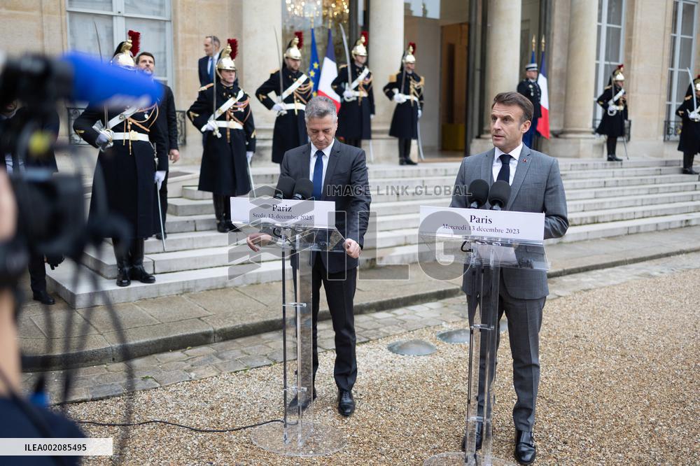 Emmanuel Macron greet Slovenia Prime Minister - Paris