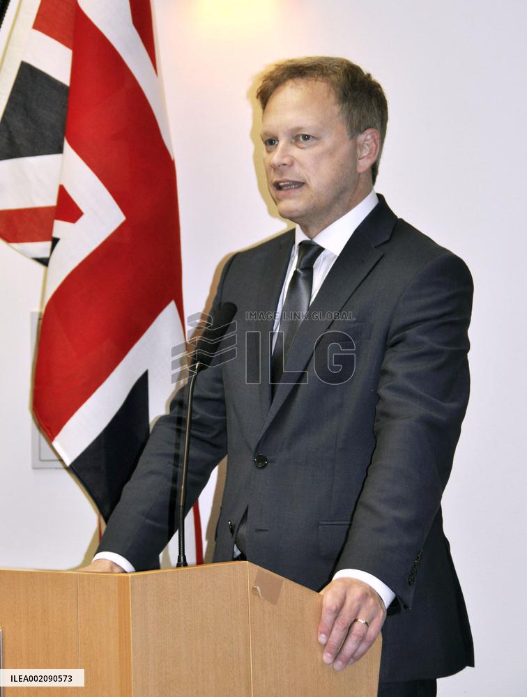 British defense chief Shapps in Tokyo