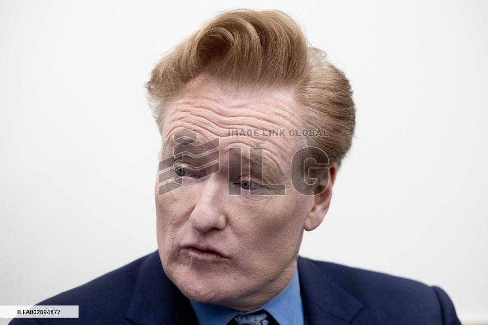 US comedian and television host Conan O'Brien visits the White House