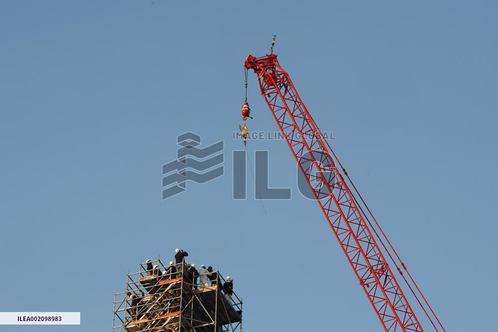 FRANCE-PARIS-NOTRE DAME CATHEDRAL-GOLDEN ROOSTER-INSTALLATION