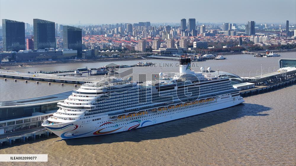 China First Large Cruise Ship Adora Magic City in Shanghai