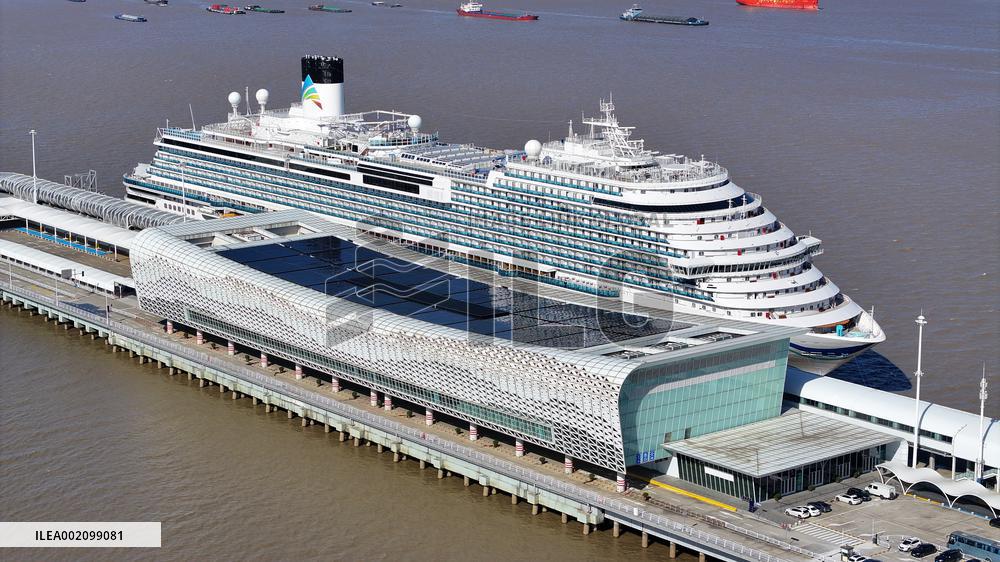 China First Large Cruise Ship Adora Magic City in Shanghai