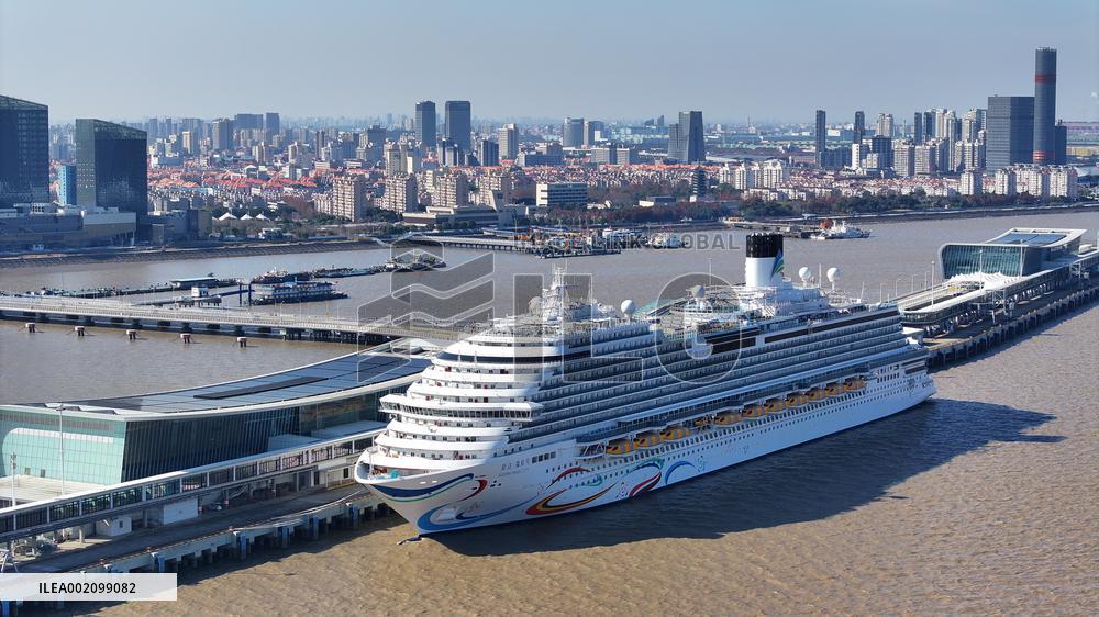 China First Large Cruise Ship Adora Magic City in Shanghai