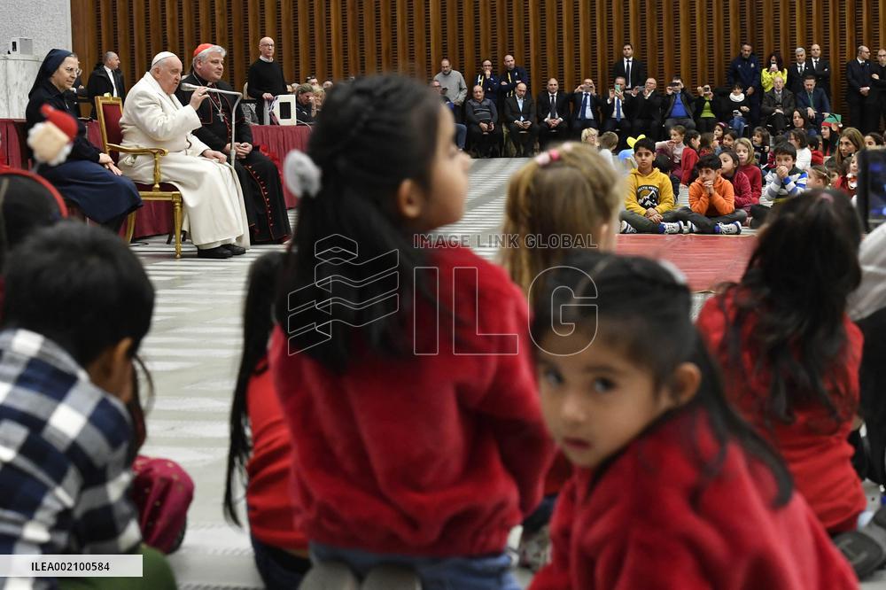 Pope Francis With The Children of Santa Marta Paediatric Dispensary