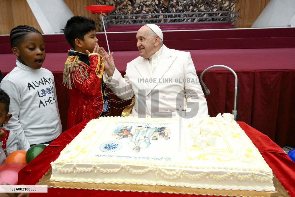 Pope Francis With The Children of Santa Marta Paediatric Dispensary