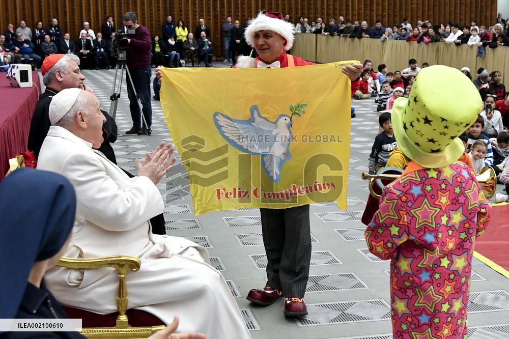 Pope Francis With The Children of Santa Marta Paediatric Dispensary