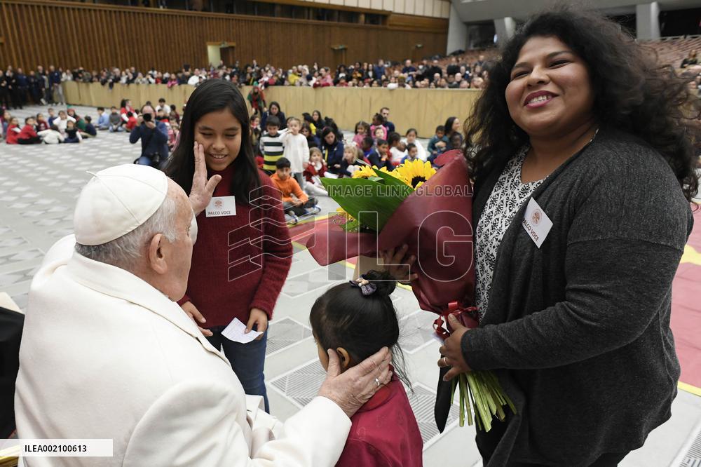 Pope Francis With The Children of Santa Marta Paediatric Dispensary