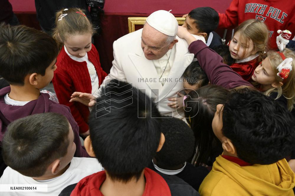 Pope Francis With The Children of Santa Marta Paediatric Dispensary