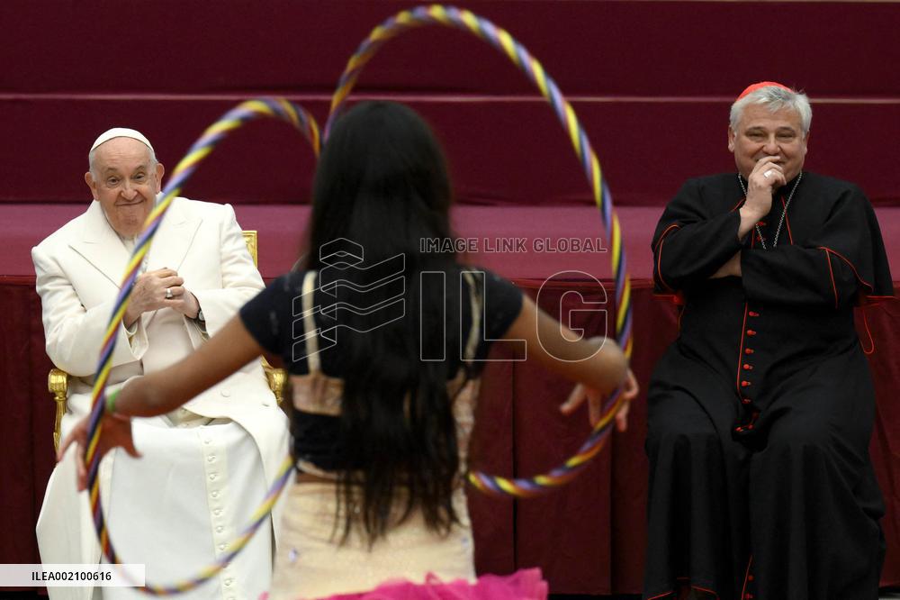 Pope Francis With The Children of Santa Marta Paediatric Dispensary