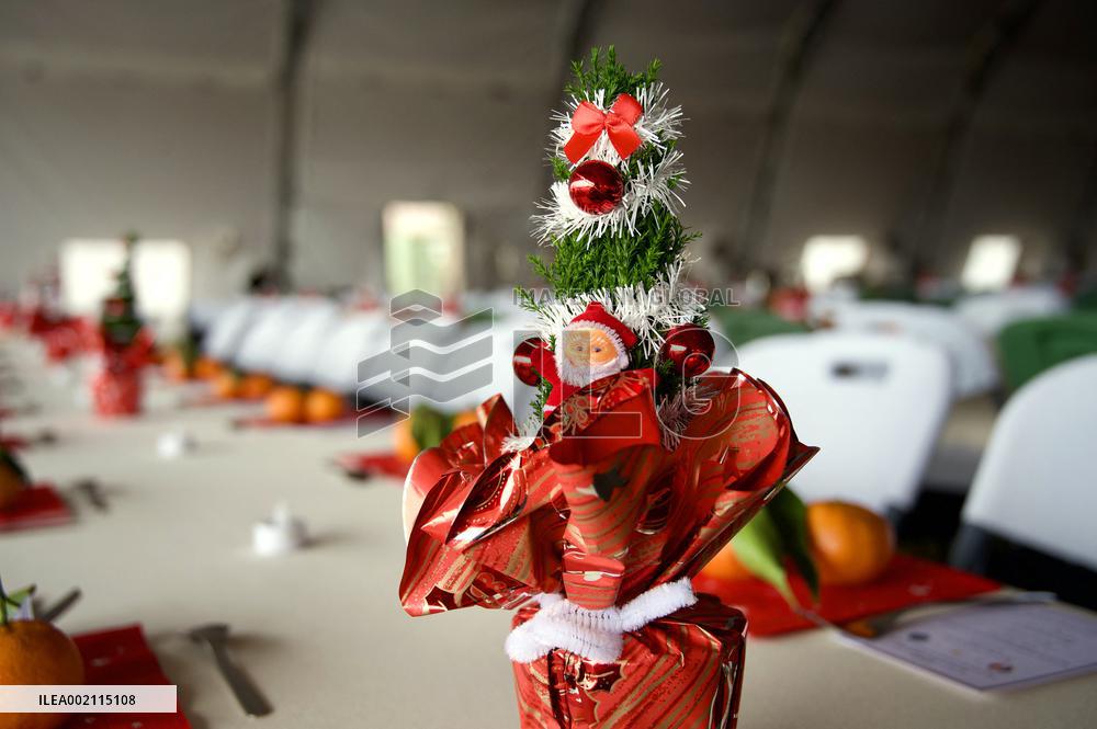 Atmosphere Before French President Arrival To Celebrate Traditional Christmas Party - Jordan