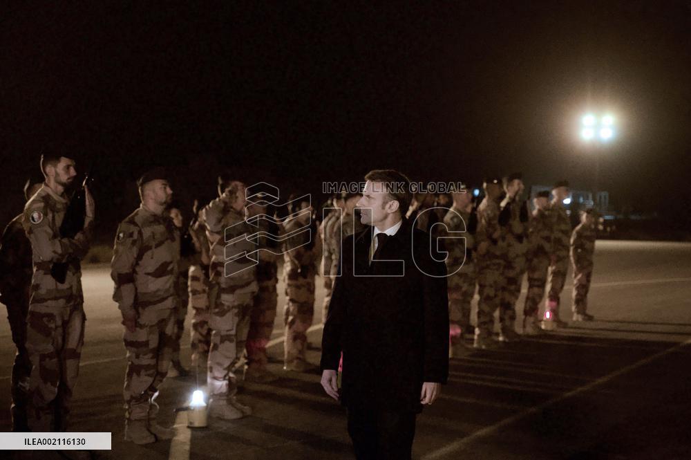 Macron Visits French Air base - Jordan
