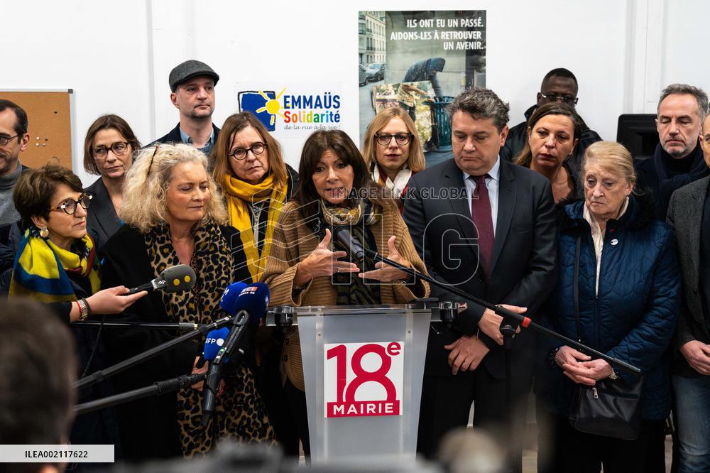Paris mayor visits emergency shelter - Paris