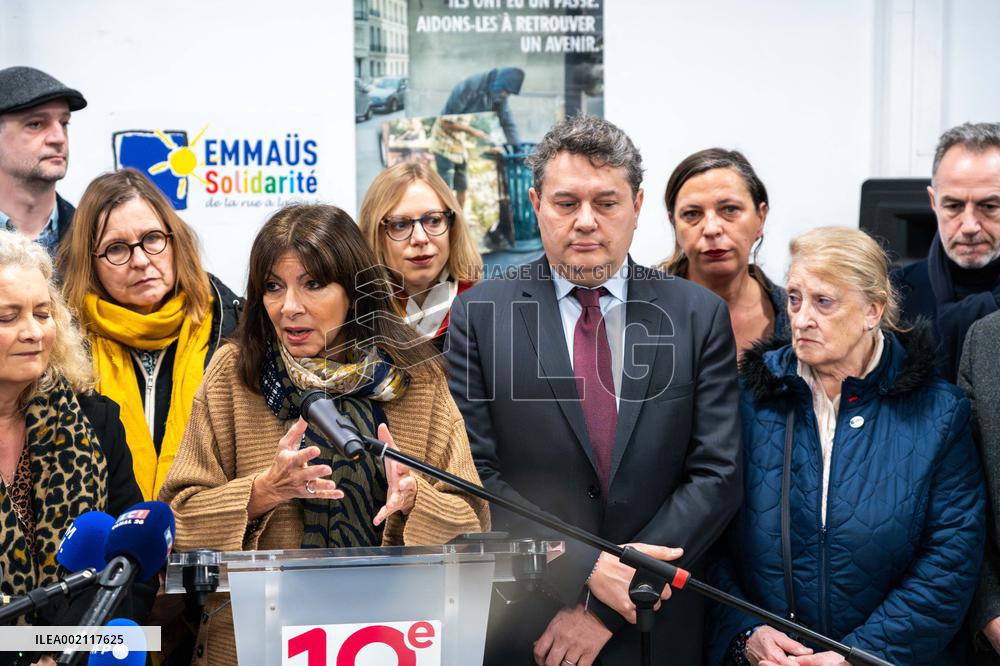 Paris mayor visits emergency shelter - Paris