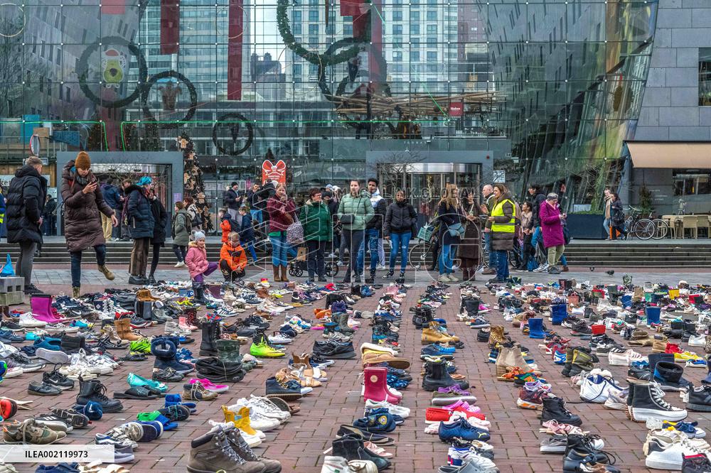 Display of 8000 Shoes In Rotterdam