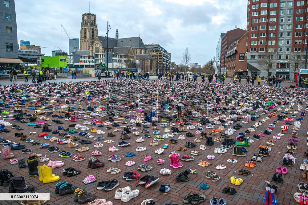 Display of 8000 Shoes In Rotterdam