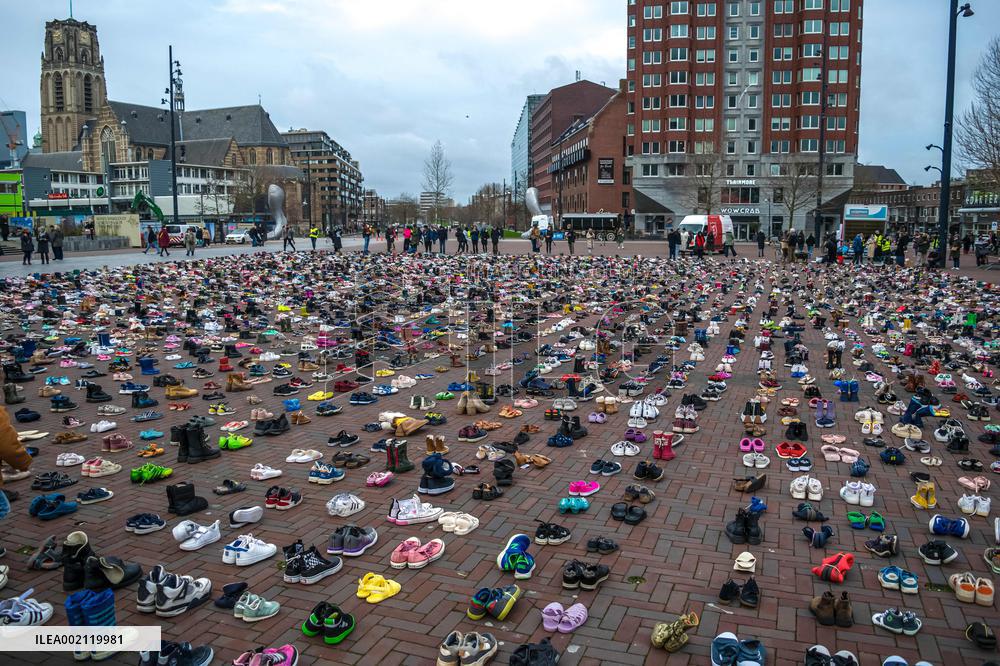 Display of 8000 Shoes In Rotterdam