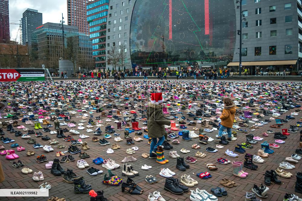 Display of 8000 Shoes In Rotterdam