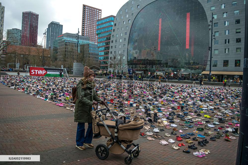 Display of 8000 Shoes In Rotterdam