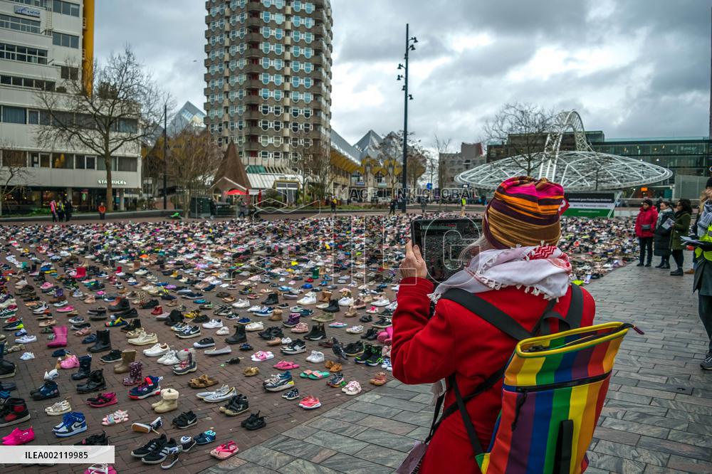 Display of 8000 Shoes In Rotterdam